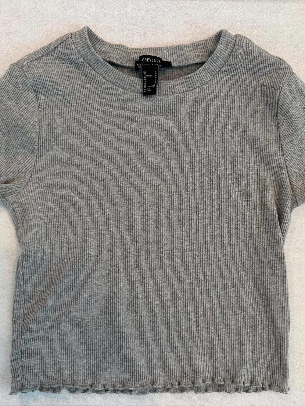 Forever 21 Gray Ribbed Short Sleeve Tee
